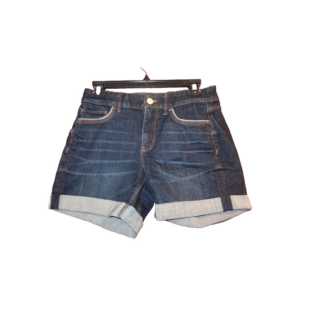 White House Black Market The 5" Short Size 4 Dark Wash Denim Cuffed Shorts